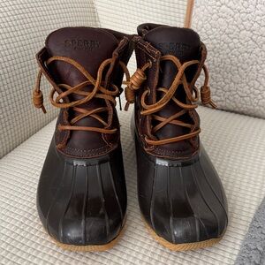 Sperry Womens Dark Brown and Black Rain Boots